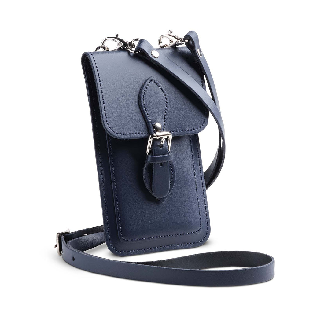Handmade Leather Mobile Phone Pouch Plus - Navy Blue-0