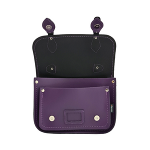Leather Midi Satchel - Purple-3