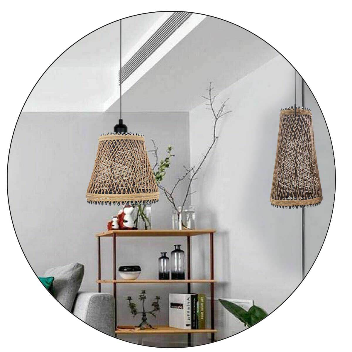 Rattan Wicker Ceiling Pendant Light Shade Hanging Light Antique décor Lampshade~1334-0