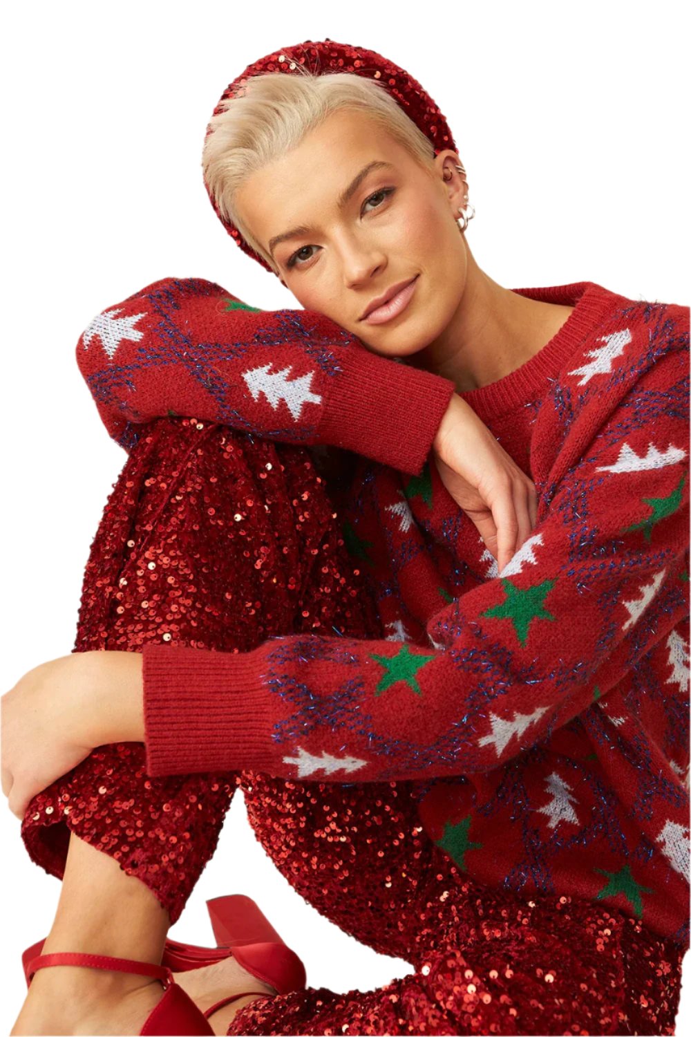 Red Cashmere and Banana Blend Christmas Jumper-1