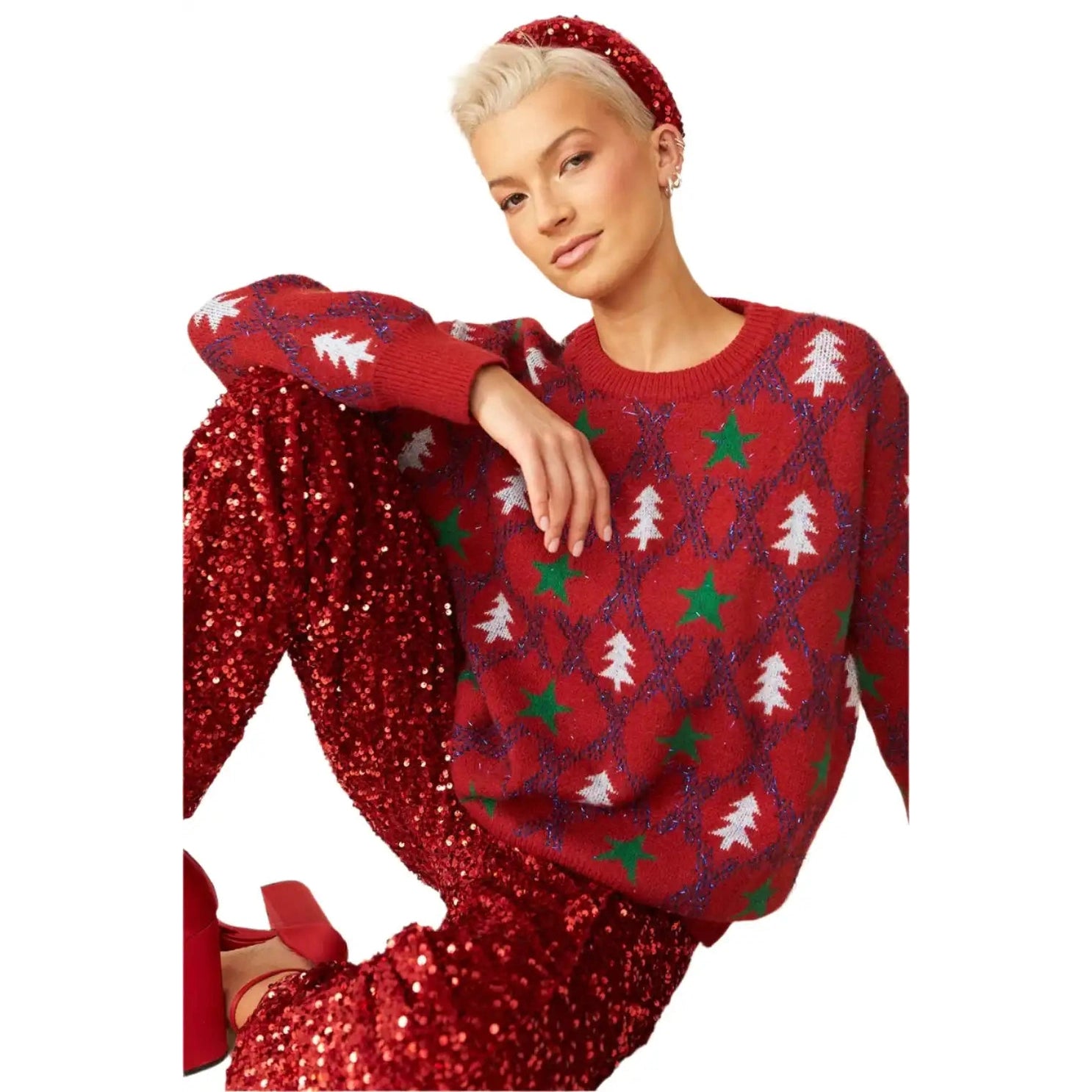 Buy Me Fur Ltd Red Cashmere and Banana Blend Christmas Jumper Apparel & Accessories > Clothing > Shirts & Tops > Jumpers > Womens Jumpers > Cashmere Jumpers > Christmas Jumpers > Luxury Christmas Jumpers emmy-jane-boutique.myshopify.com