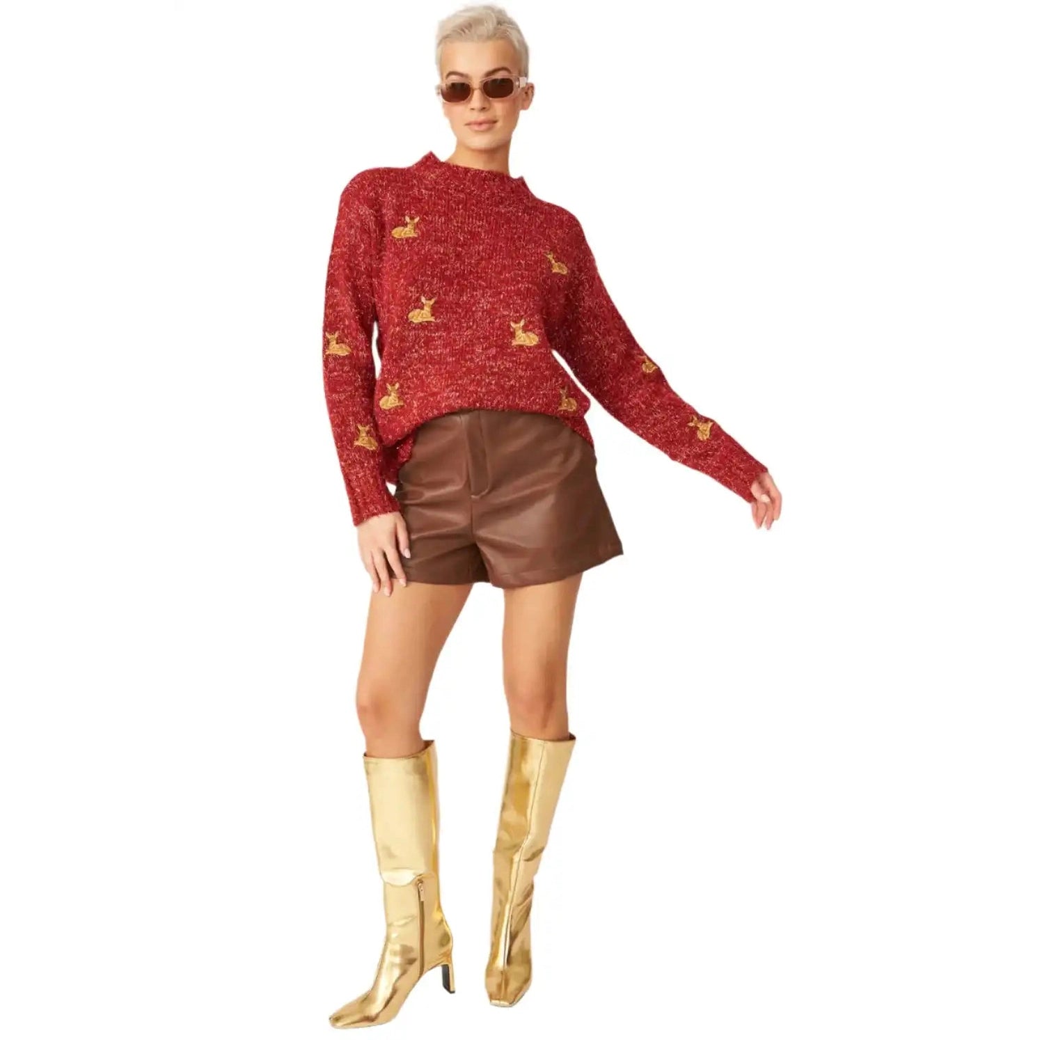 Buy Me Fur Ltd Christmas Jumper with Red Glitter Deer Embroidery Apparel & Accessories > Clothing > Shirts & Tops > Jumpers > Womens Jumpers > Cashmere Jumpers > Christmas Jumpers > Luxury Christmas Jumpers emmy-jane-boutique.myshopify.com