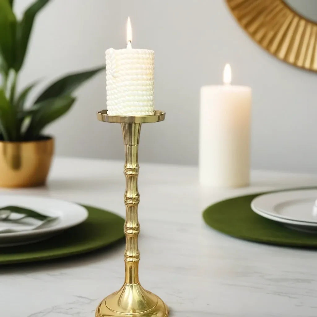 Brass Metal Pillar Candlestick 29cm-3