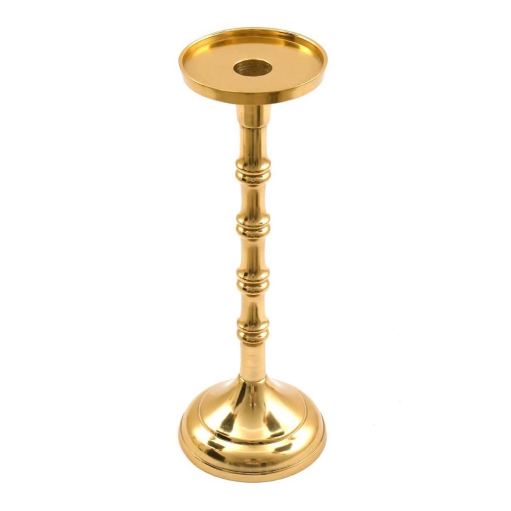 Brass Metal Pillar Candlestick 29cm-0