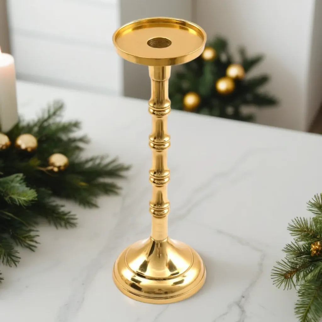 Brass Metal Pillar Candlestick 29cm-0