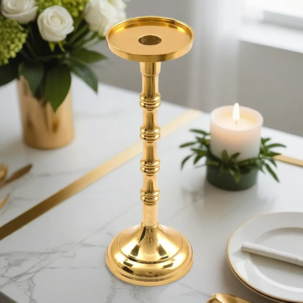 Brass Metal Pillar Candlestick 29cm-0