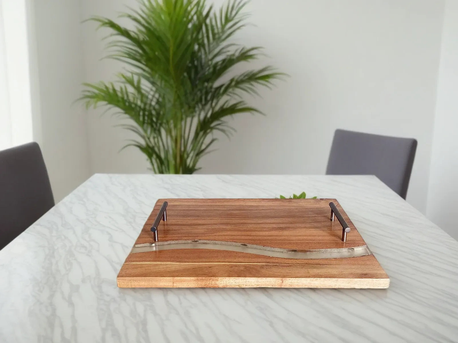 Acacia Wood Tray With Handles-2