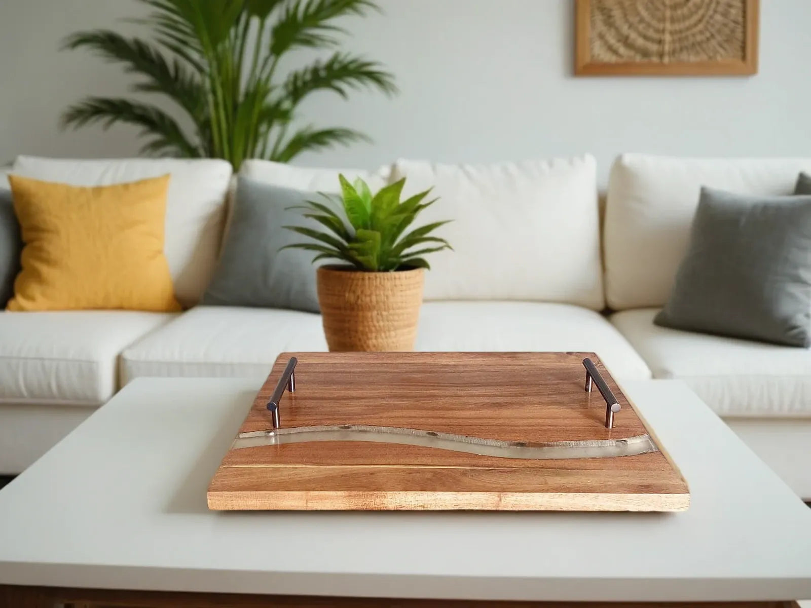 Acacia Wood Tray With Handles-2