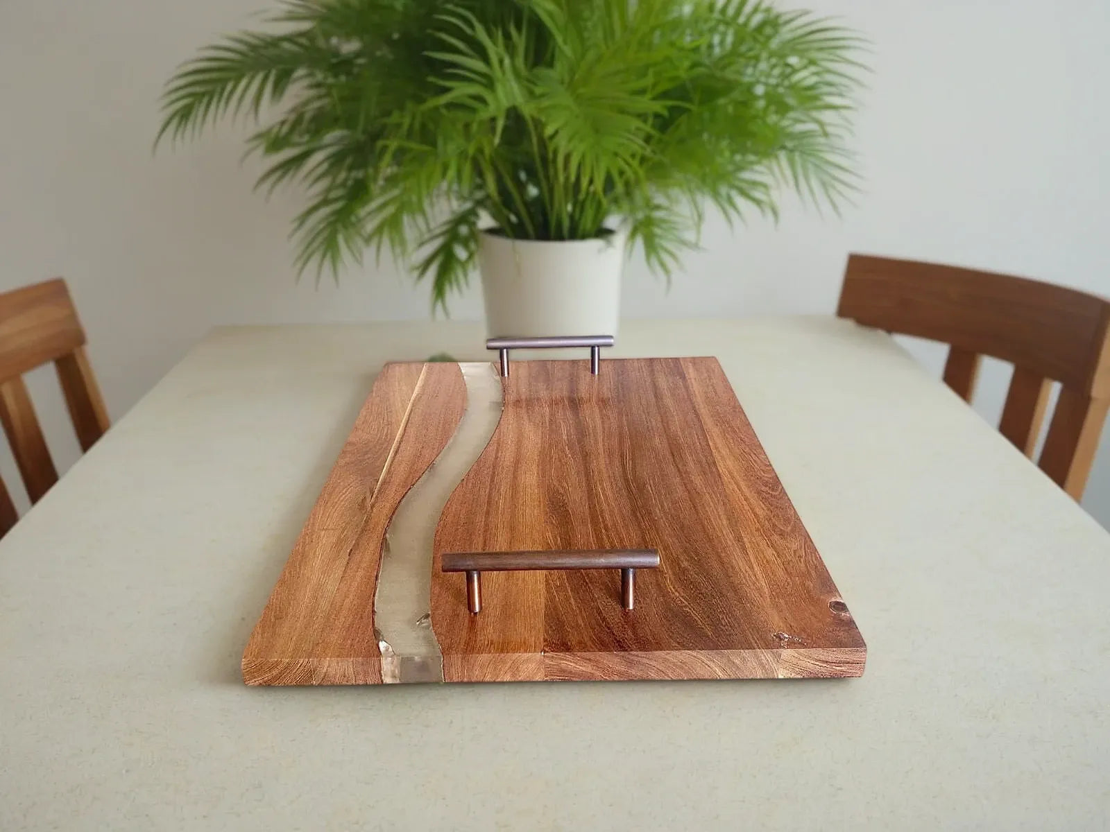 Acacia Wood Tray With Handles-1