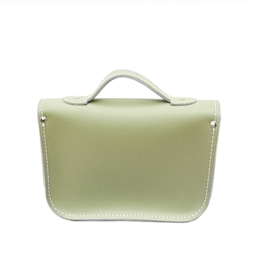 Leather Midi Satchel -  Sage -Green-2