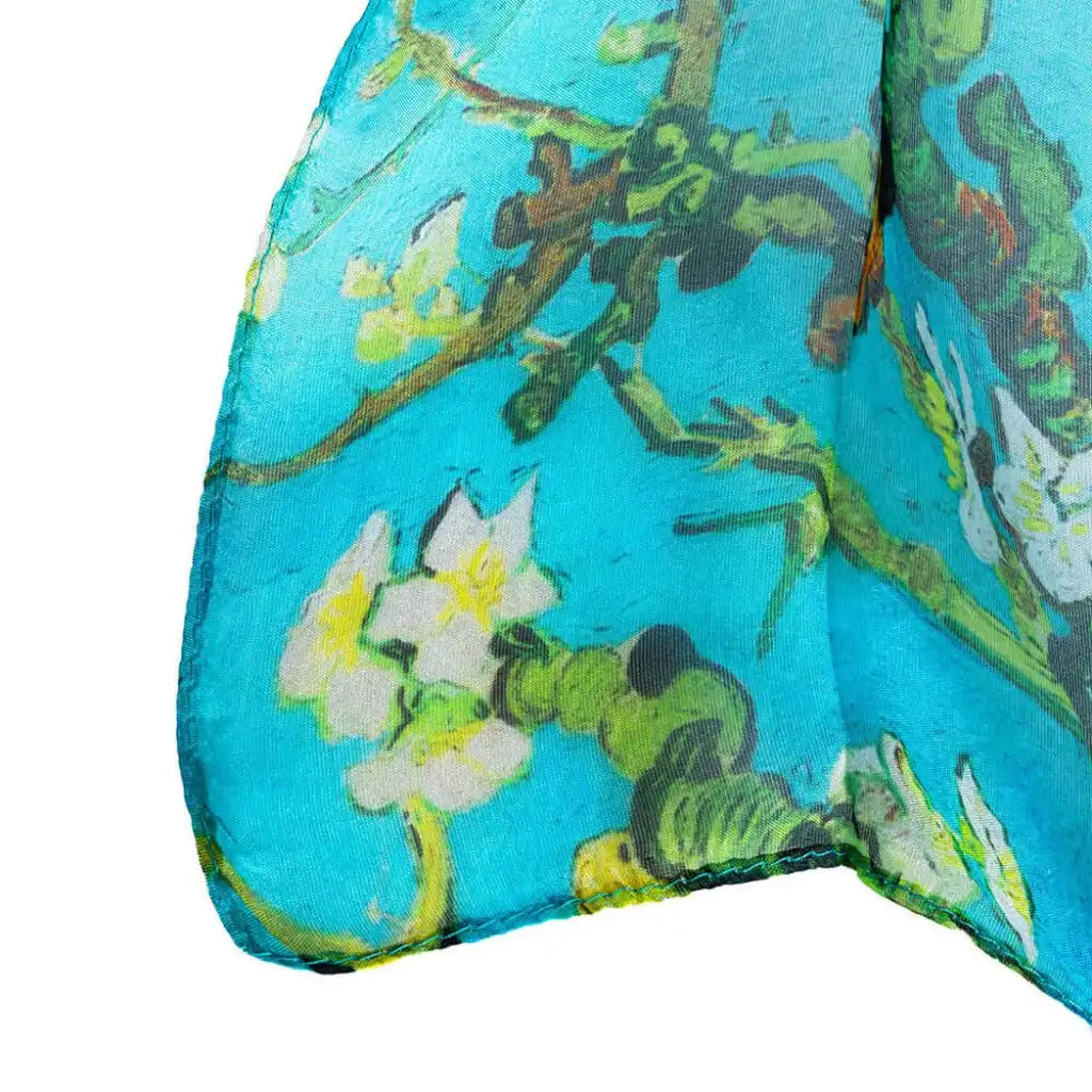 Signare Tapestry 100% Pure Silk Scarf - Blue - Van Gogh Almond Blossom Apparel & Accessories > Clothing Accessories > Scarves & Shawls > Scarves > Silk Scarves > Blue Scarves > 100% Pure Silk Scarf > Van Gogh Almond Blossom emmy-jane-boutique.myshopify.com