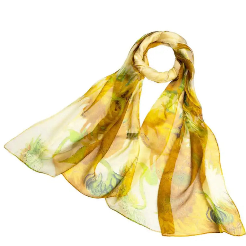 Signare Tapestry Van Gogh Sunflowers - 100% Pure Silk Scarf Art Scarf emmy-jane-boutique.myshopify.com