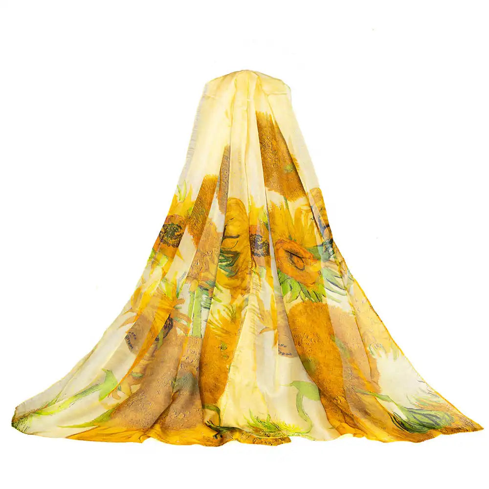 Signare Tapestry Van Gogh Sunflowers - 100% Pure Silk Scarf Art Scarf emmy-jane-boutique.myshopify.com