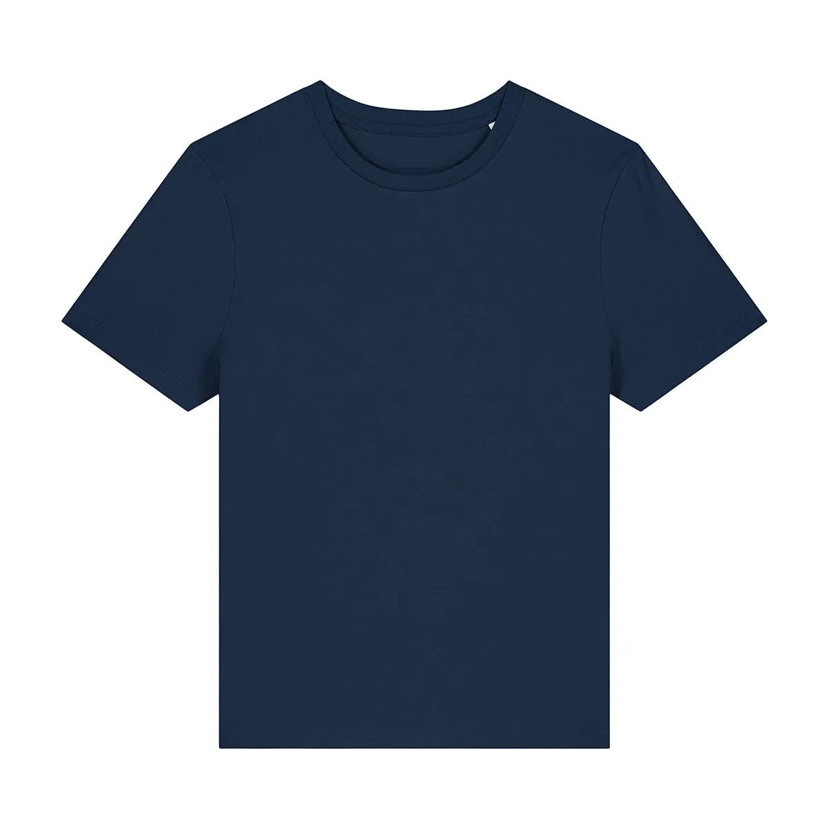 Navy blue t-shirt on a white background