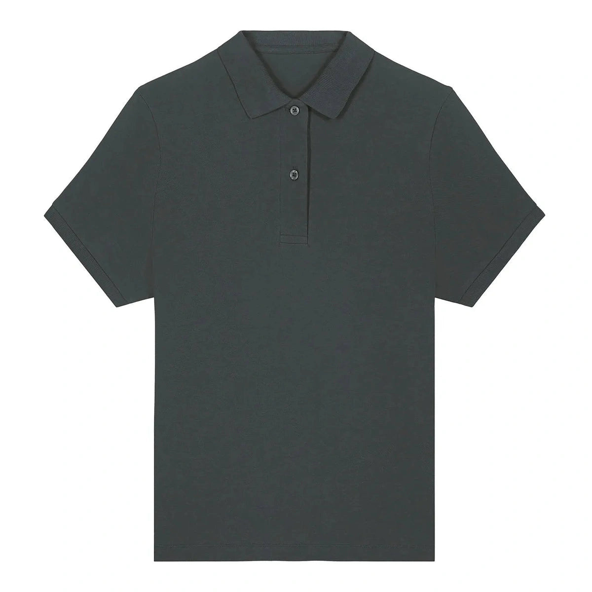 Dark grey polo shirt on a white background