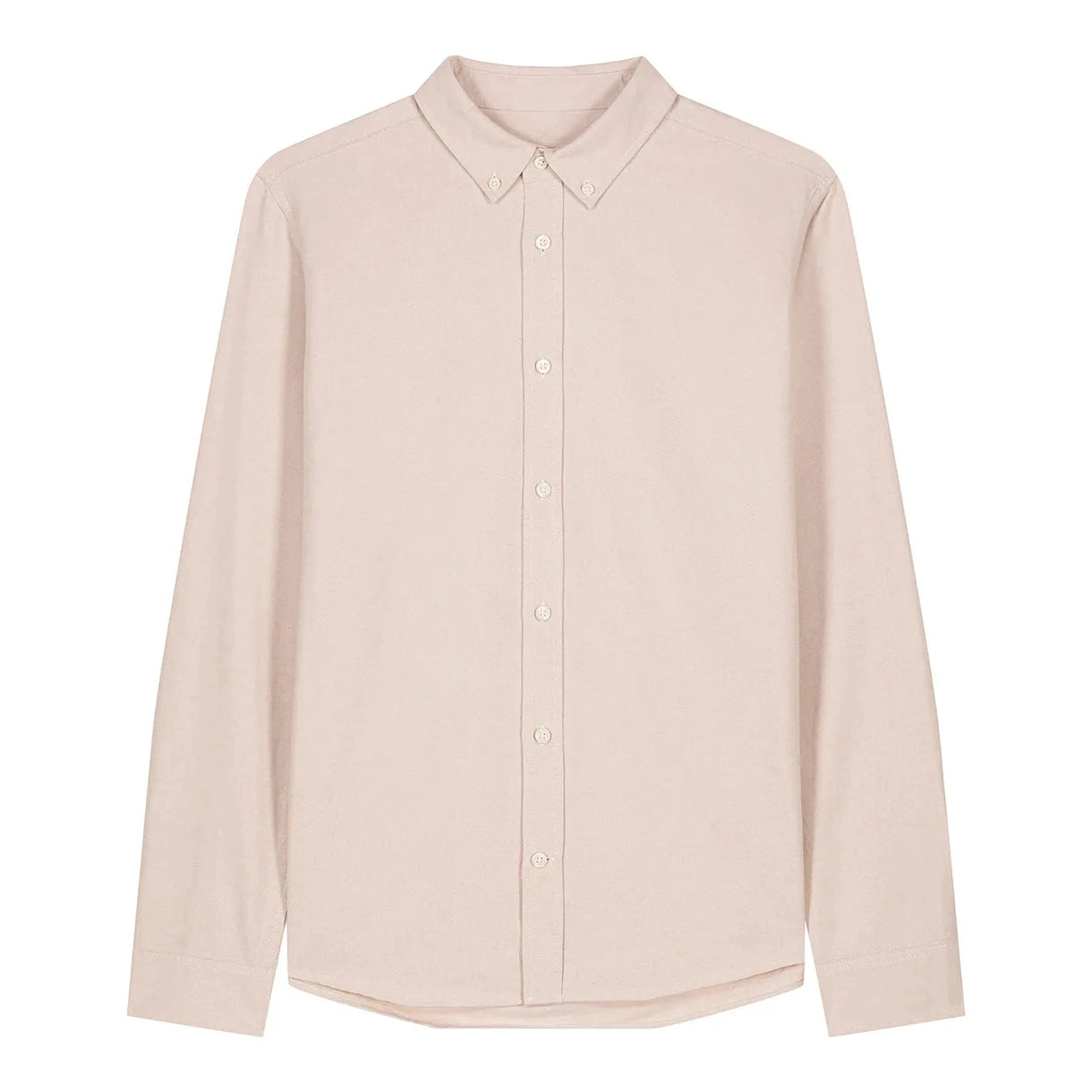 Beige button-up shirt on a white background