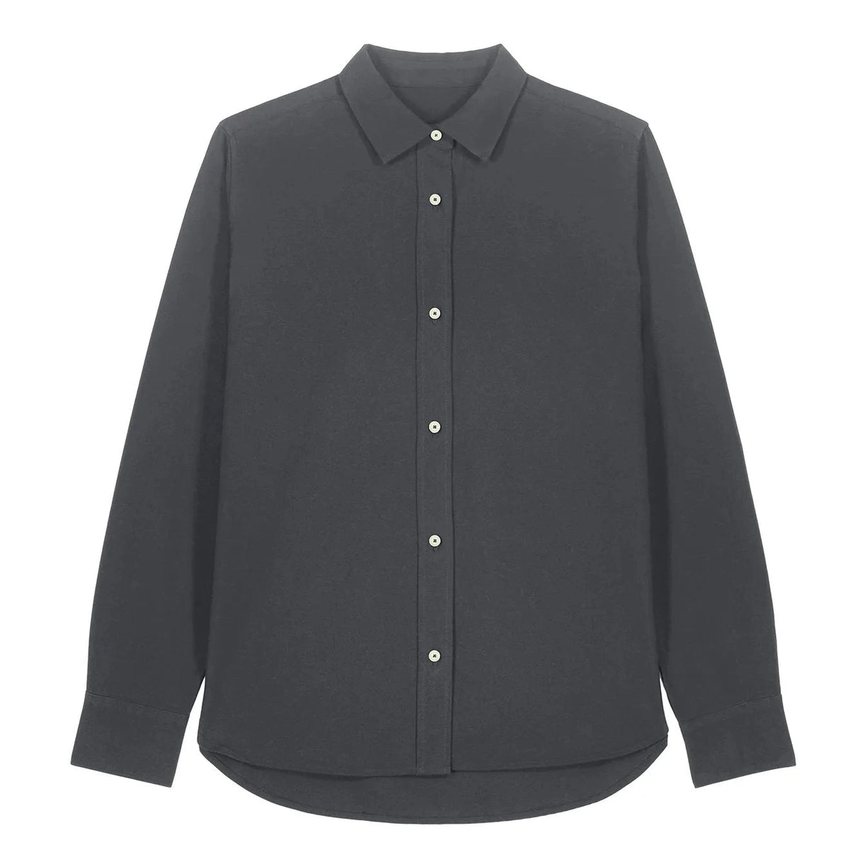Dark grey shirt with a collar on a white background