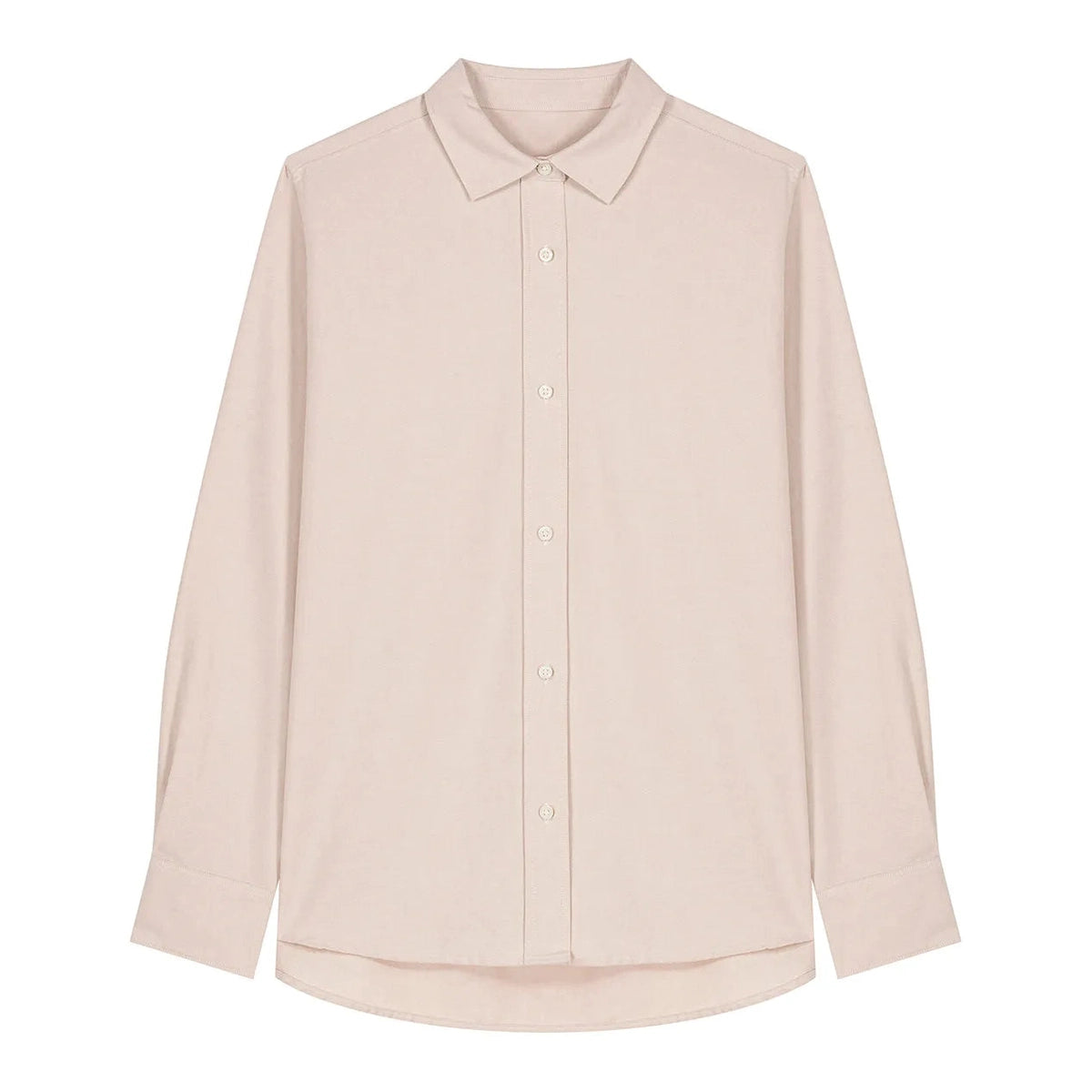 Beige button-up shirt on a white background