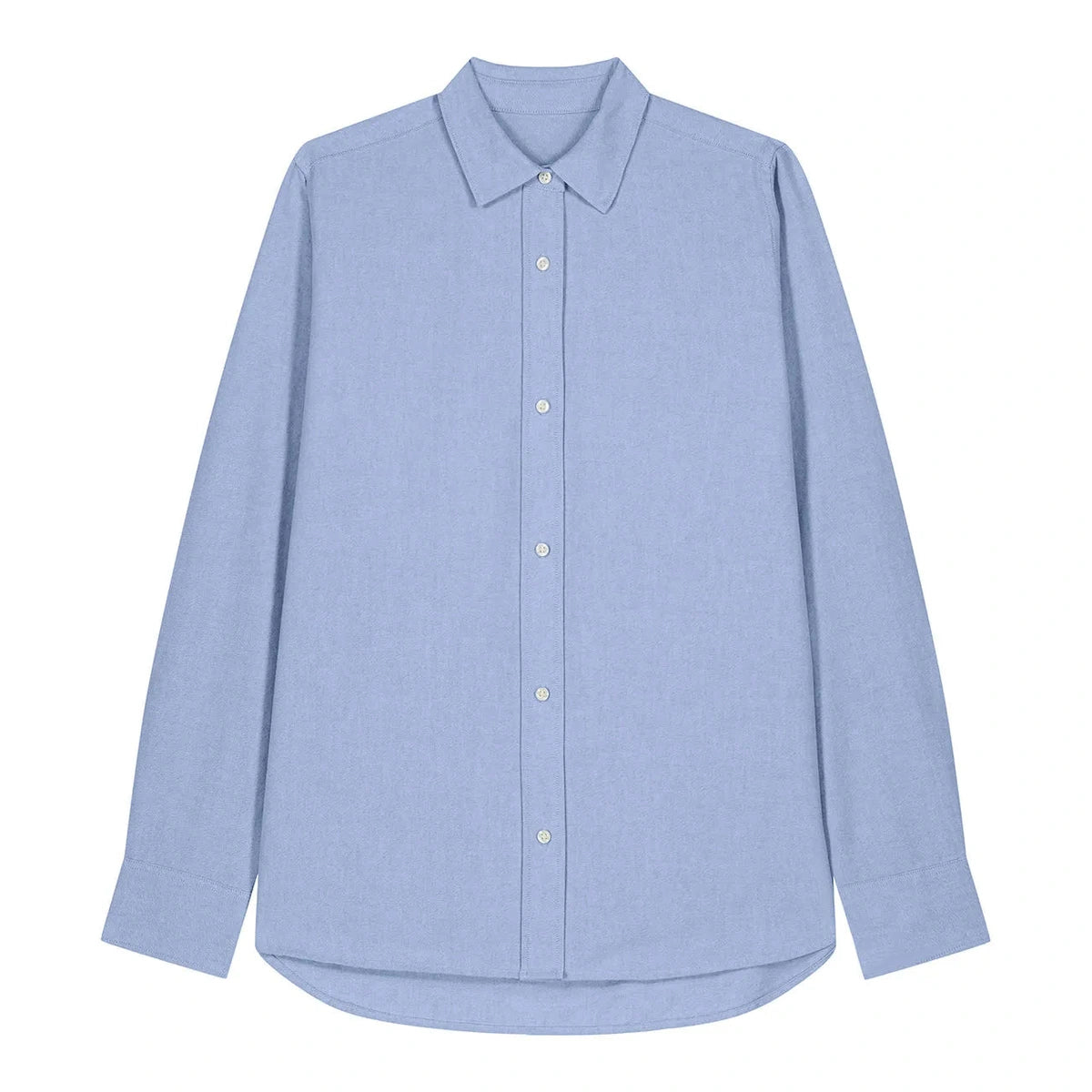 Light blue button-up shirt on a white background