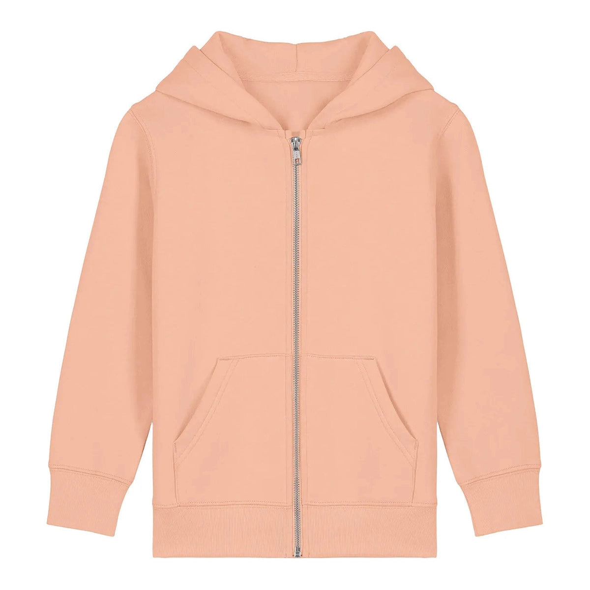 Pink hoodie with a zipper on a white background