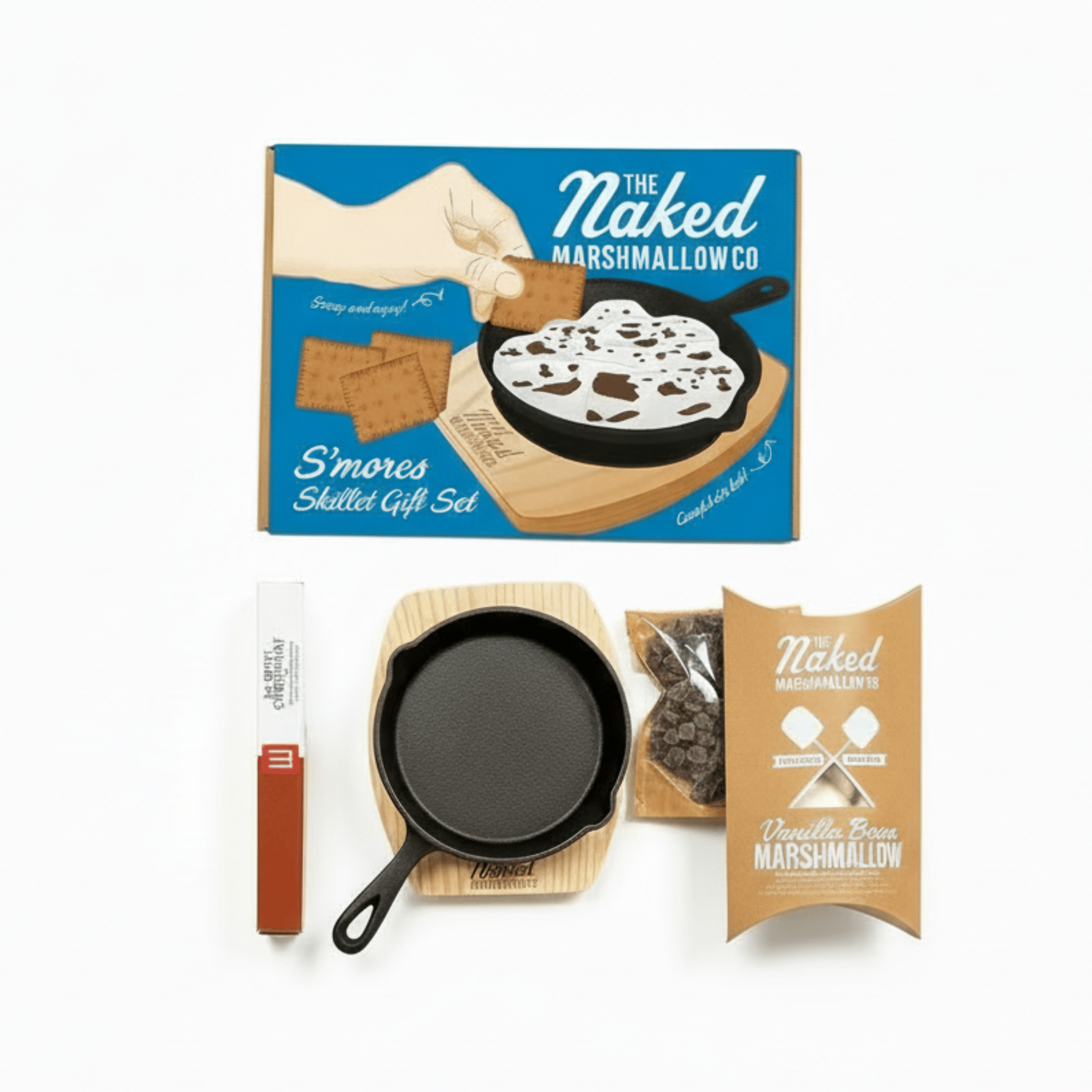 S'mores Skillet Gift Set with packaging and contents displayed