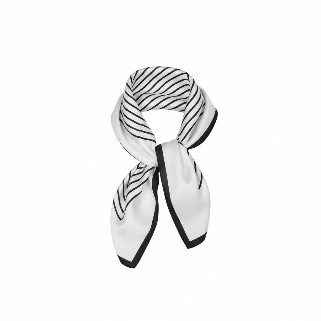 Striped Silk Scarf Black and White Silk Scarf Elegant