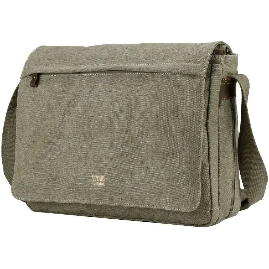 Troop London Canvas Laptop Messenger Bag - Troop London Classic  - 18'' Diagonally Luggage & Bags > Messenger Bags > Canvas Crossbody Bags > Across body Bag > Troop London Bags > Troop London Classic Cross Body Bag > Canvas Laptop Messenger Bag emmy-jane-boutique.myshopify.com