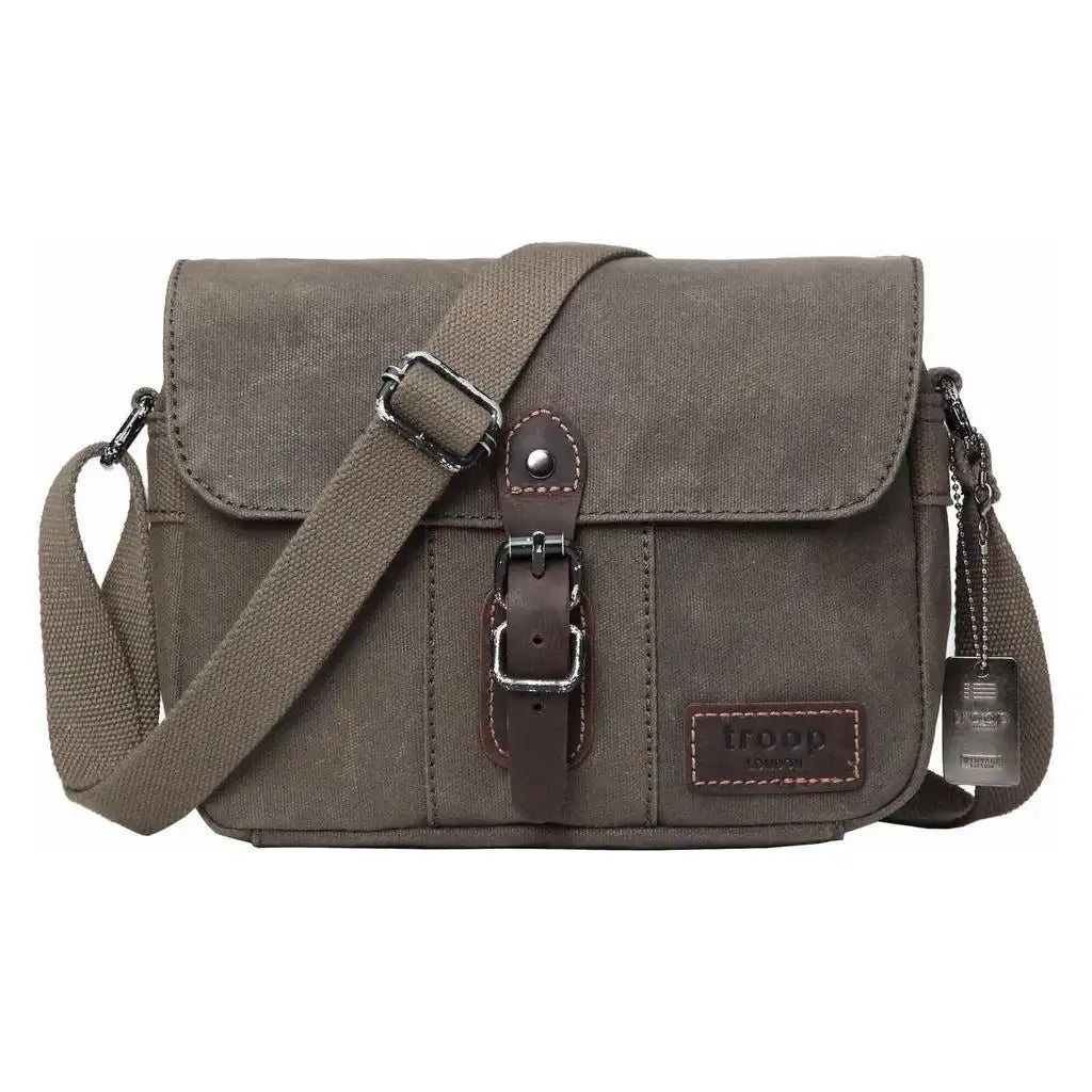 Troop London Troop London - Heritage - Canvas Leather Across body Bag, Small Travel Bag 3032 - Apparel & Accessories > Handbags, Wallets & Cases > Handbags > Crossbody Bags emmy-jane-boutique.myshopify.com
