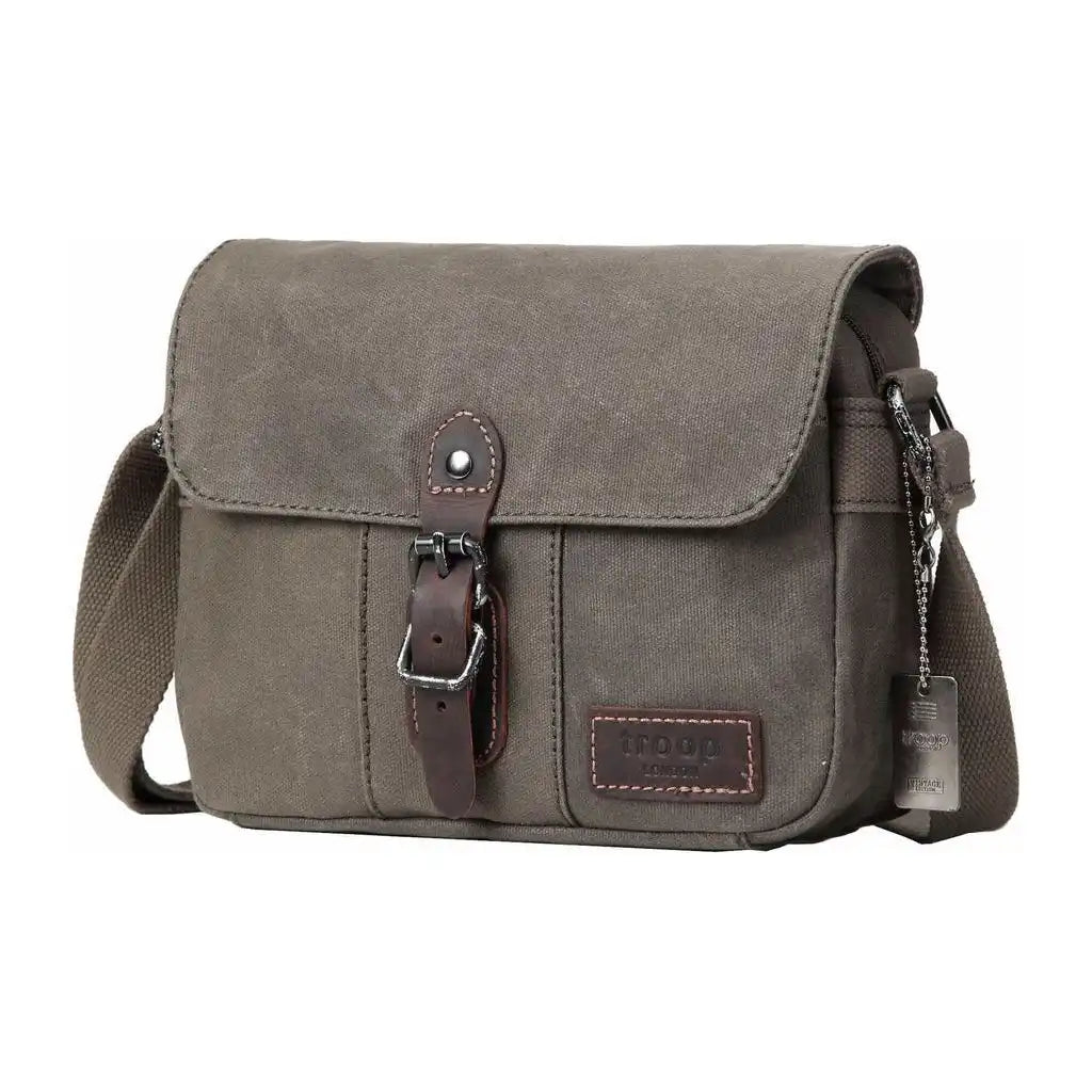 Troop London Troop London - Heritage - Canvas Leather Across body Bag, Small Travel Bag 3032 - Apparel & Accessories > Handbags, Wallets & Cases > Handbags > Crossbody Bags emmy-jane-boutique.myshopify.com