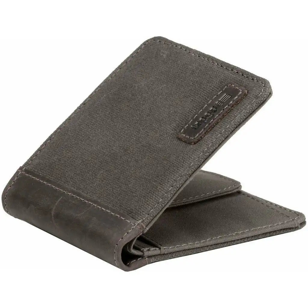 Dark grey wallet on a white background