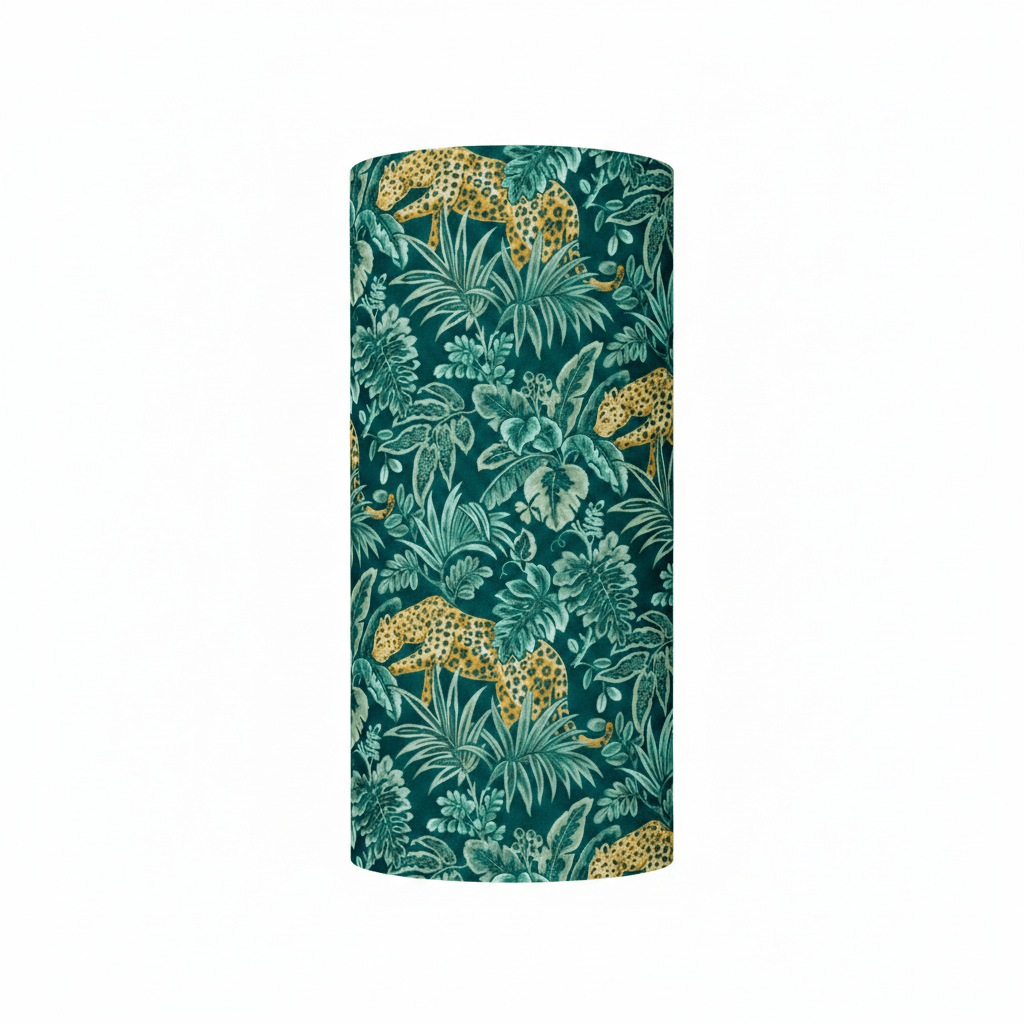 Tall Cylindrical Lampshade in Leopard Velvet Design