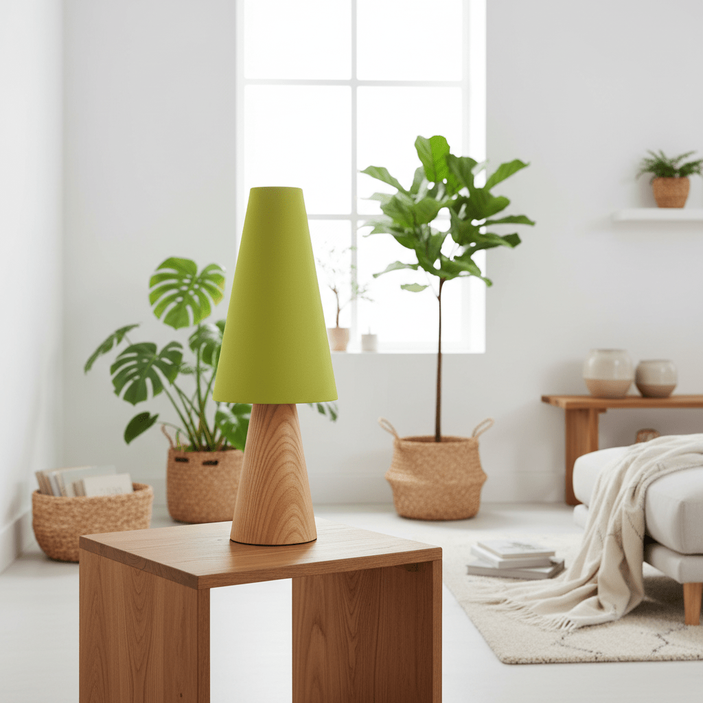 Tall Green Cone Lampshade for Table Lamp Modern Style