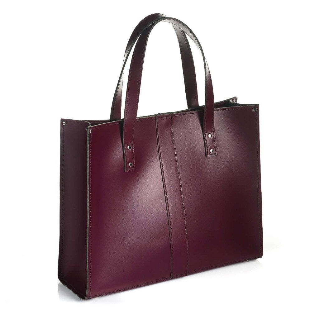 Handmade Leather Shopper - Marsala Red-1