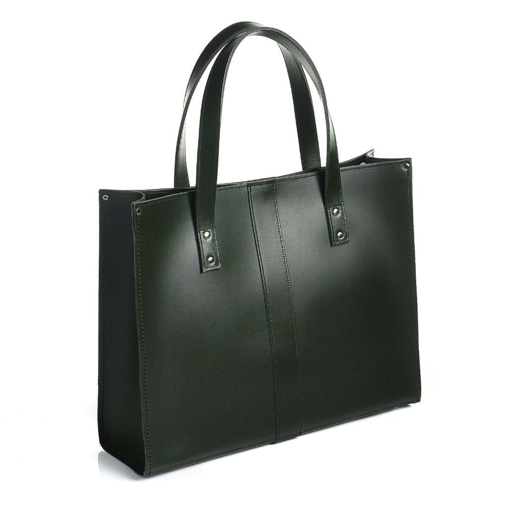 Handmade Leather Shopper - Ivy Green-1