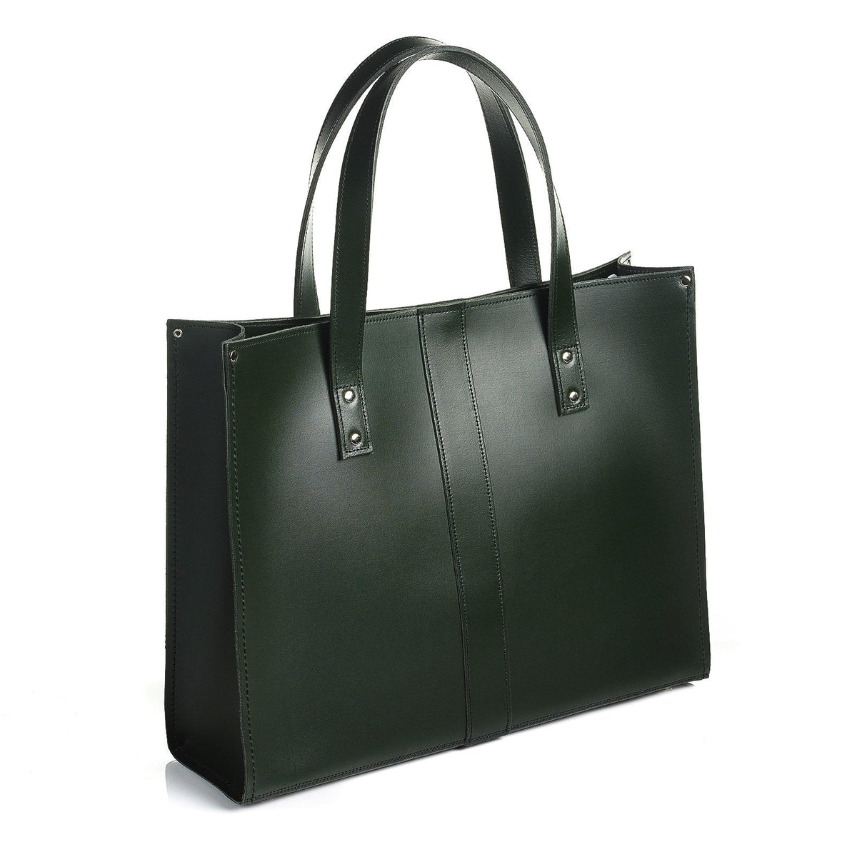 leather handbag with handles