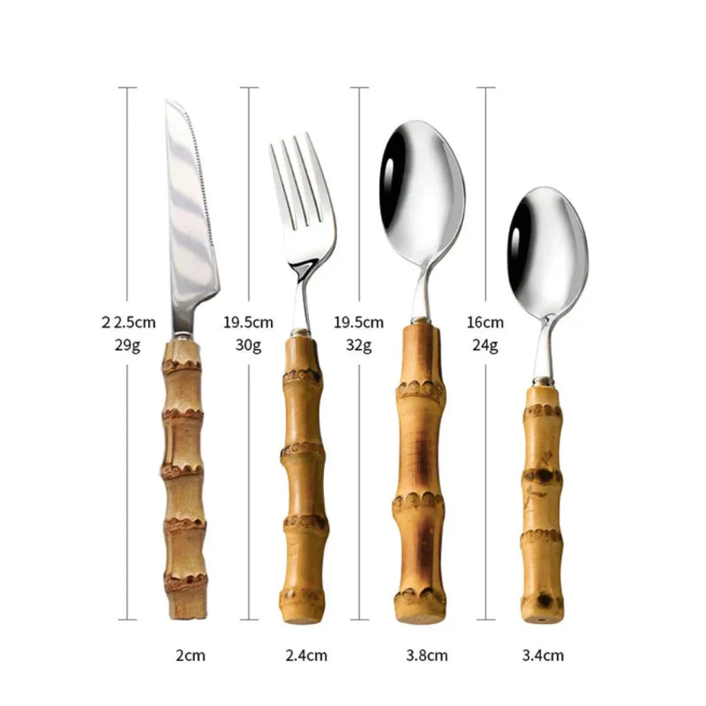 Nisu Home Bamboo Cutlery Set - Nakuti Cutlery Stainless Steel Home & Garden > Kitchen & Dining > Tableware > Cutlery > Cutlery Sets > Silver Stainless Steel Cutlery Sets > Bamboo Cutlery Set > Nakuti Cutlery emmy-jane-boutique.myshopify.com