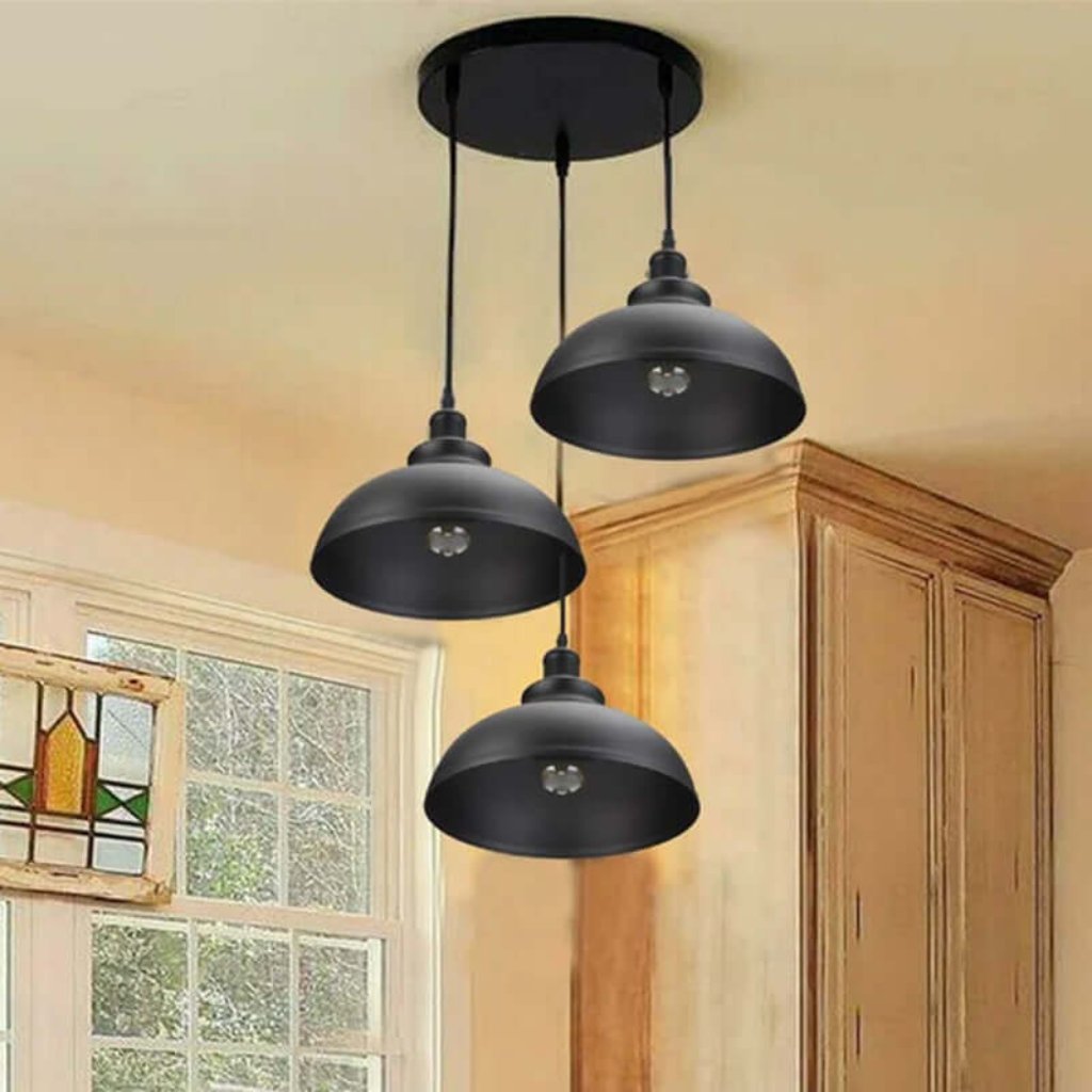 3 Ceiling lamp Pendant Cluster Light Modern Light Fitting Red/Black Lampshades~1356-10