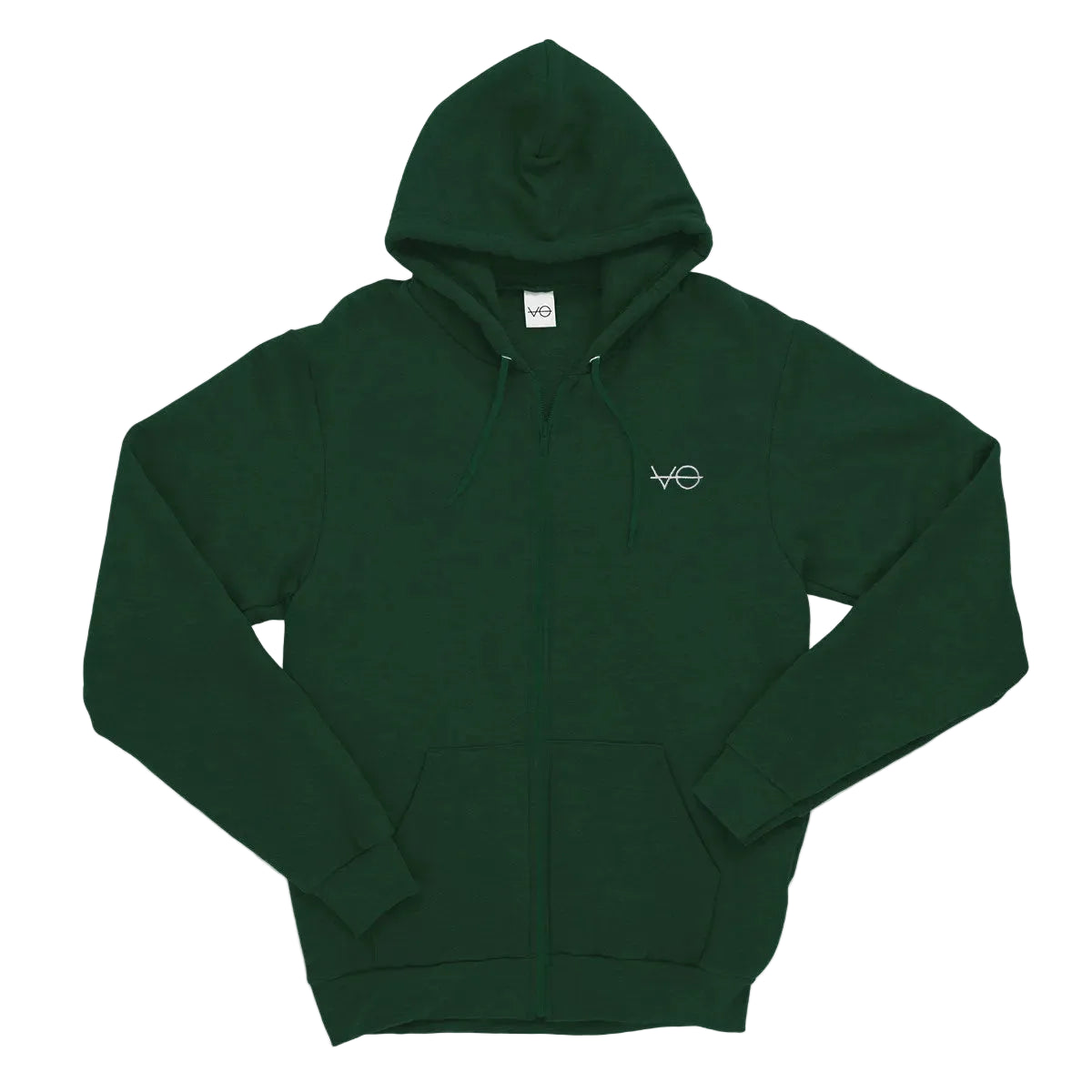 Green hoodie with a logo on a white background