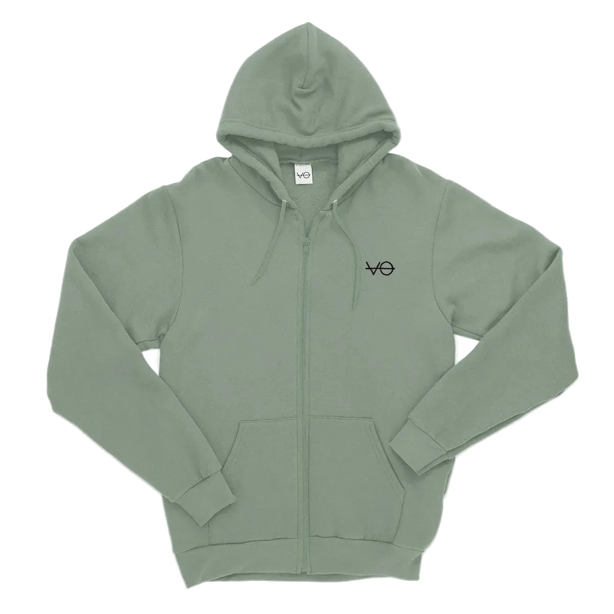 Green hoodie with a logo on a white background