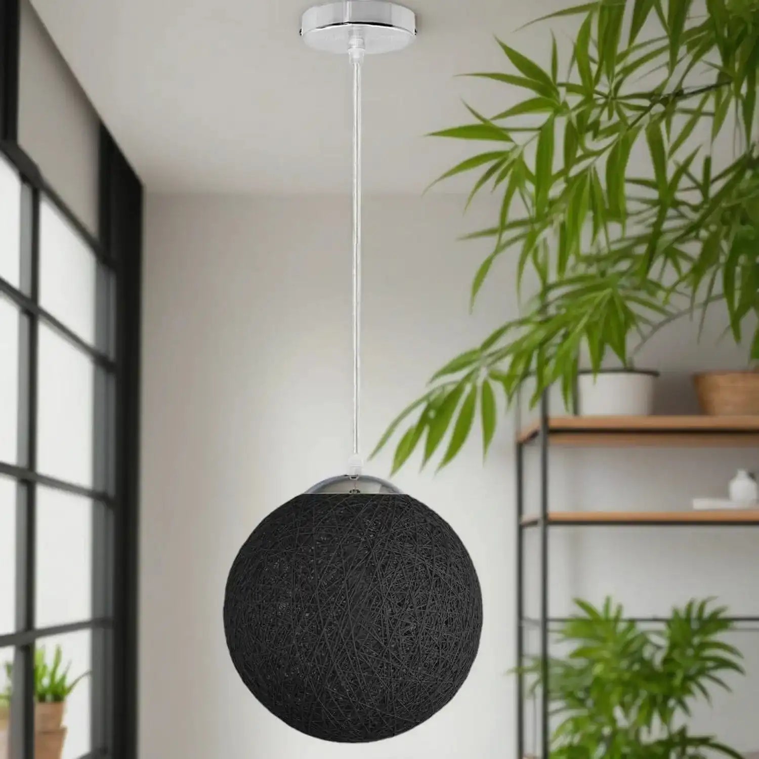 LEDSone Black Ceiling Light with Single Ball Hanging Indoor Lamp Home & Garden > Lighting > Lighting Fixtures > Ceiling Light Fixtures > Bamboo Ceiling Lights > Black Ceiling Lights > Pendant Lights > Bamboo Lights emmy-jane-boutique.myshopify.com