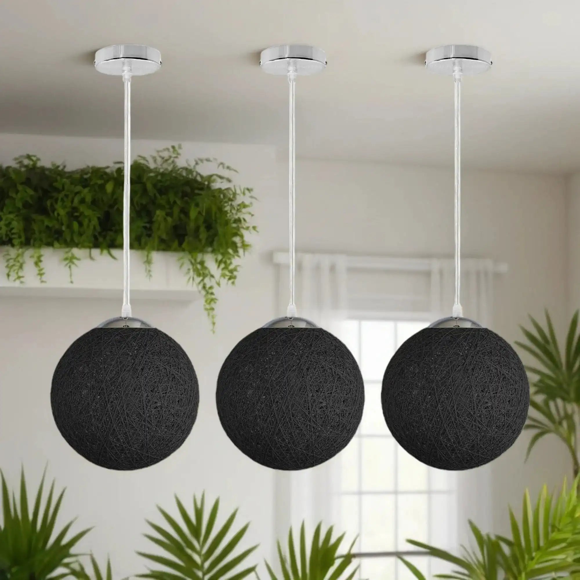 LEDSone Black Ceiling Light with Single Ball Hanging Indoor Lamp Home & Garden > Lighting > Lighting Fixtures > Ceiling Light Fixtures > Bamboo Ceiling Lights > Black Ceiling Lights > Pendant Lights > Bamboo Lights emmy-jane-boutique.myshopify.com