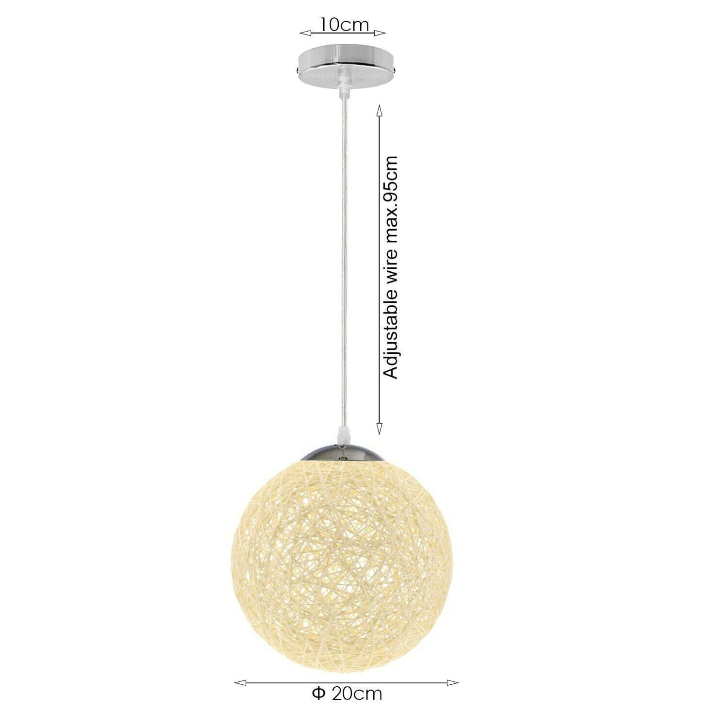 Modern Medium Cream Lattice Wicker Rattan Globe Ball Style Ceiling Pendant Light Lampshade~1809-1