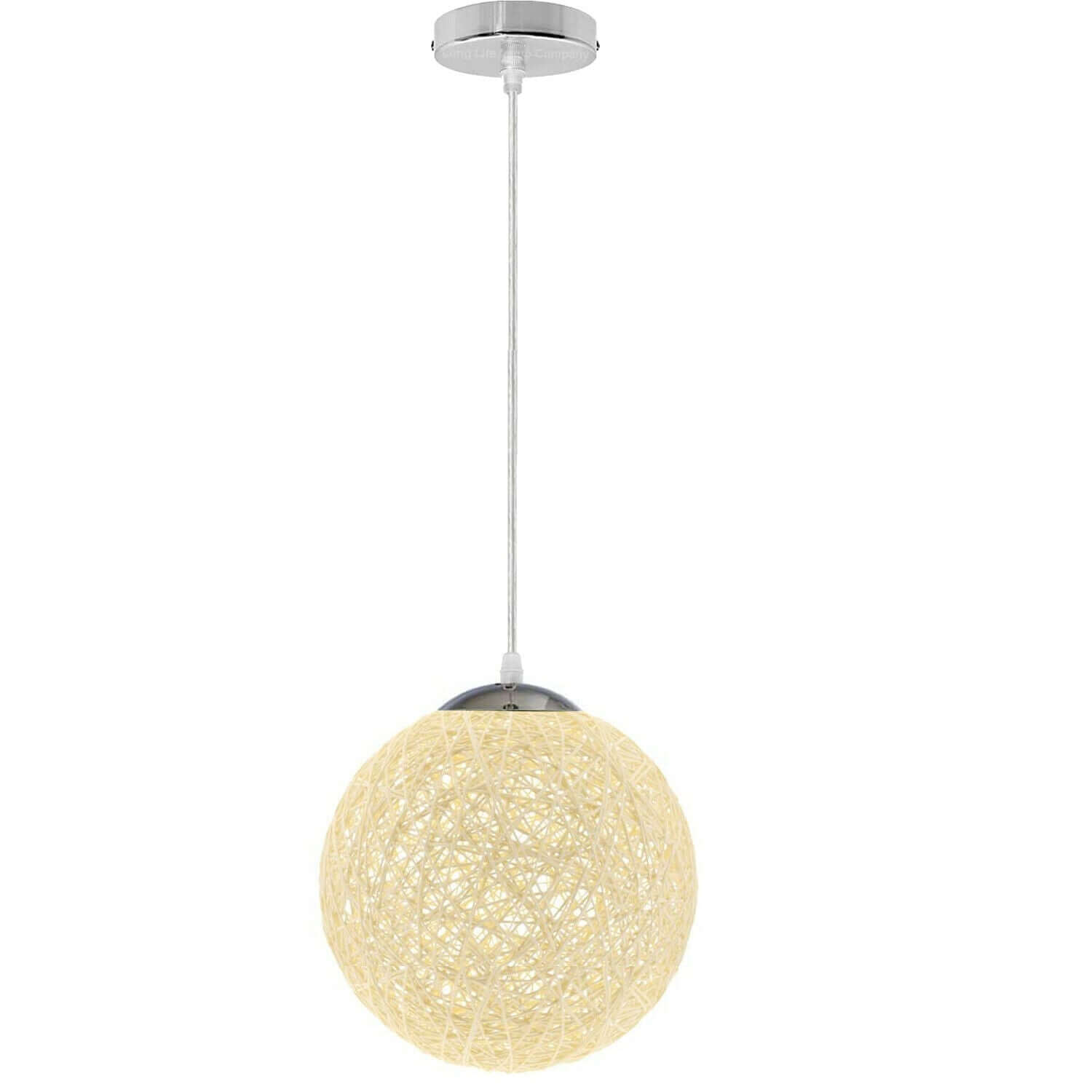 Modern Medium Cream Lattice Wicker Rattan Globe Ball Style Ceiling Pendant Light Lampshade~1809-0