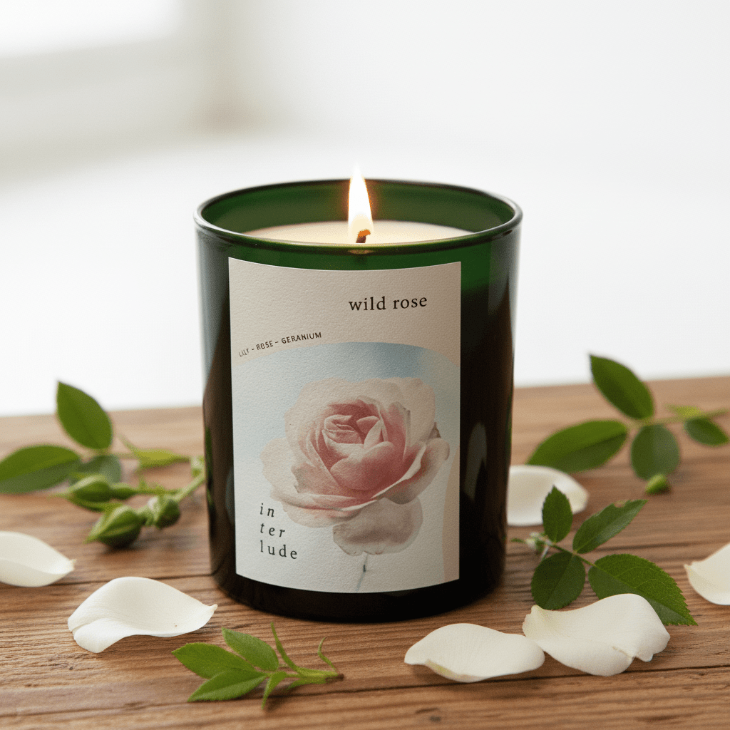 Wild Rose Scented Soy Wax Candle Handmade in the UK & Vegan
