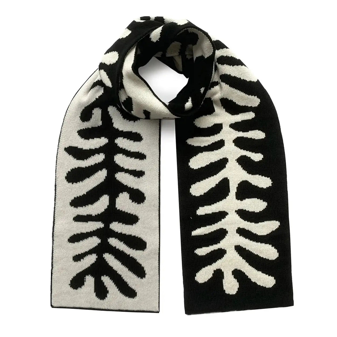 INGMARSON Organic Shape Wool Cashmere Scarf Black & White Clothing & Accessories > Clothing Accessories > Scarves & Snoods > Scarves > Winter Scarves > Geometric Scarves > Striped Wool and Cashmere Scarf emmy-jane-boutique.myshopify.com