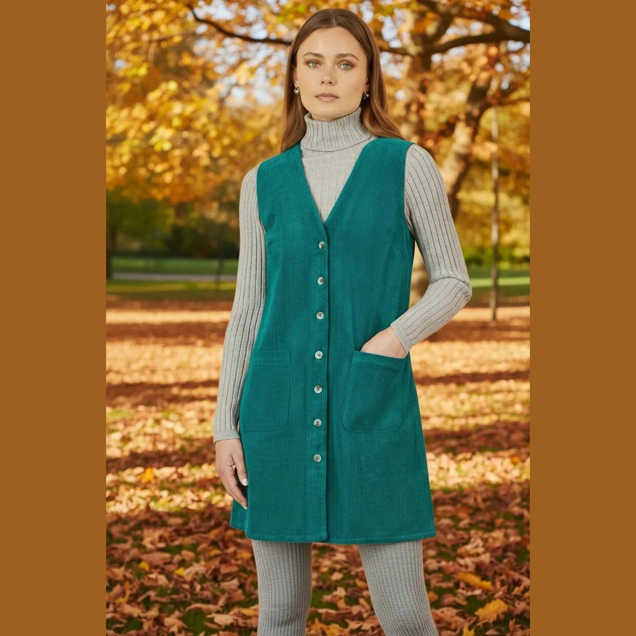 Yumi Pinafore Dress With Pockets Yumi Teal Cord Button Through Clothing & Accessories > Clothing > Dresses > Autumn Dresses > Pimafore Dresses > Cord Dresses > Teal Dresses emmy-jane-boutique.myshopify.com