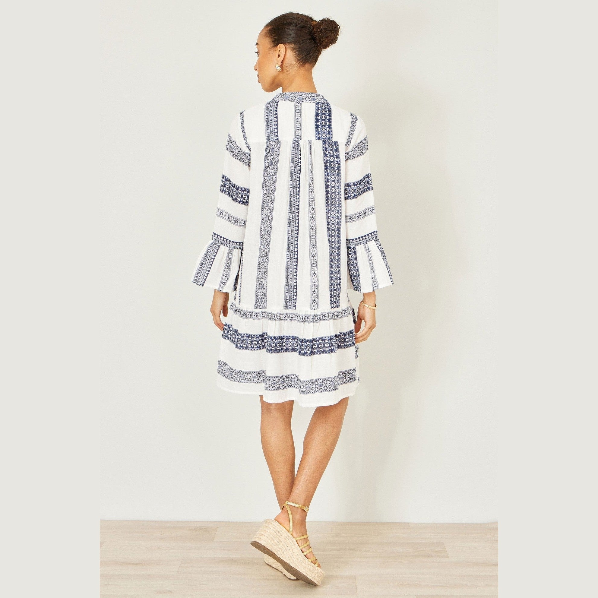 blue printed tunic dress