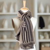 Checks and Stripes Abstract Jacquard Merino Wool Scarf - Black Beige