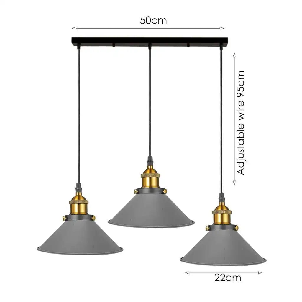 LEDSone Industrial Pendant Light with 3 Heads Cone Style Chandelier Home & Garden > Lighting > Lighting Fixtures > Ceiling Light Fixtures > Ceiling Lights > Metal Ceiling Lights > Pendant Lights emmy-jane-boutique.myshopify.com