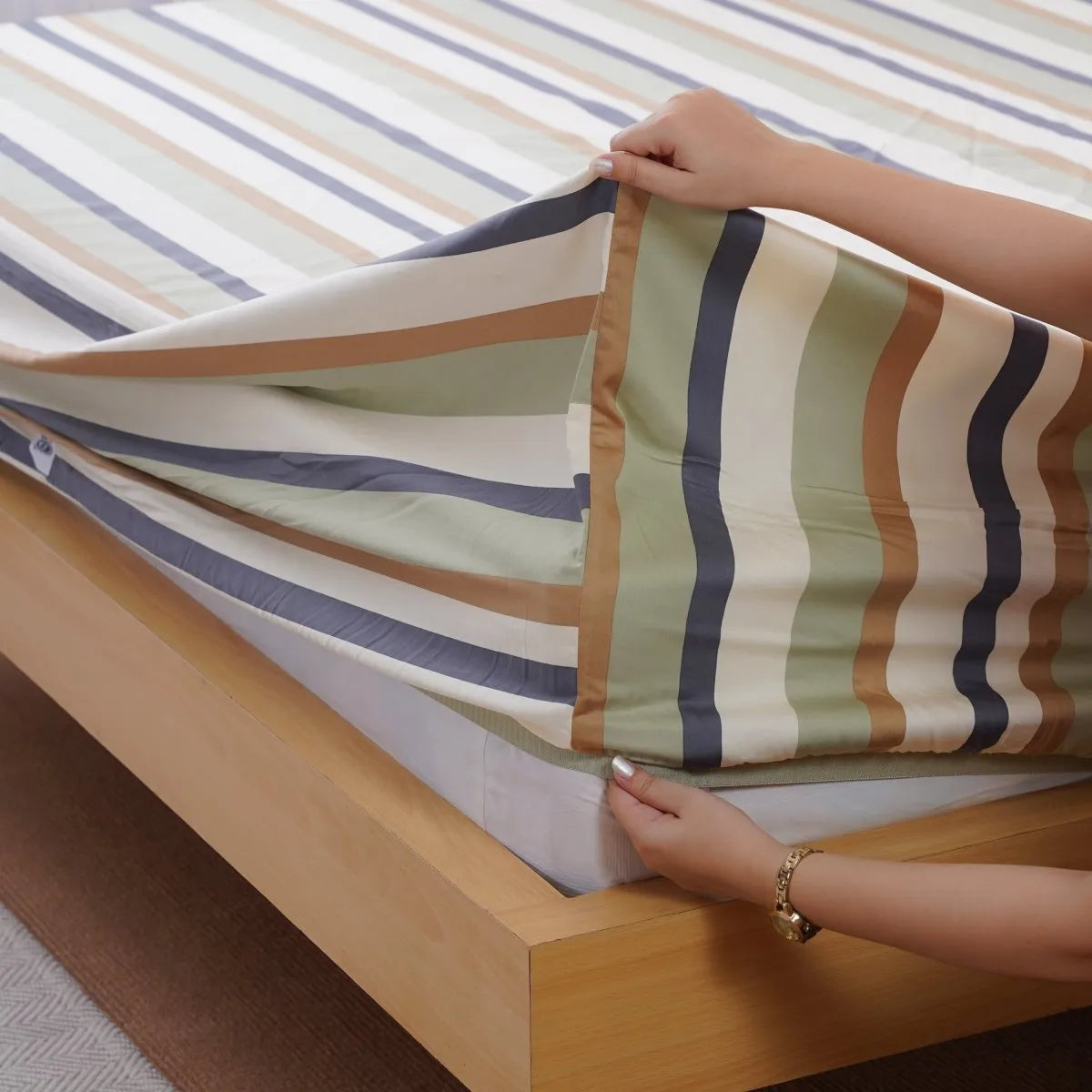 SHEET STORY Bamboo & Cotton Fitted Sheet - Ackly Bamboo Harmony Stripe Home & Garden > Linens & Bedding > Bedding > Bed Sheets > Fitted Sheets > Bamboo & Cotton Sheets > Striped Cotton Fitted Sheets emmy-jane-boutique.myshopify.com
